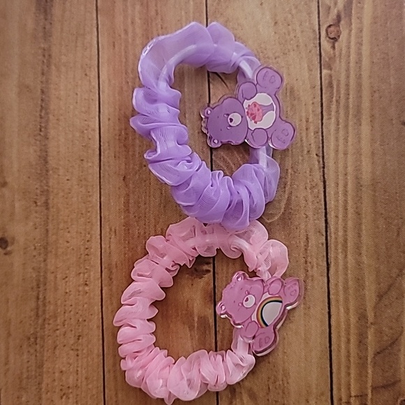 Bears Acrylic Pink and Purple Tulle Fabric Elastic Girl's Hair Crunchies - Picture 7 of 7